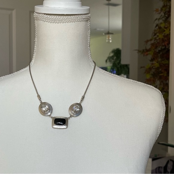 BRIGHTON|Black Onyx Clear Crystal Silver Tone 16-18” adjustable - Picture 13 of 13